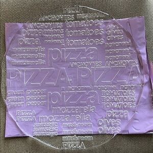 Clear Glass PIZZA cheese olive onion platter plate IVV Italy 12.5” round EUC
